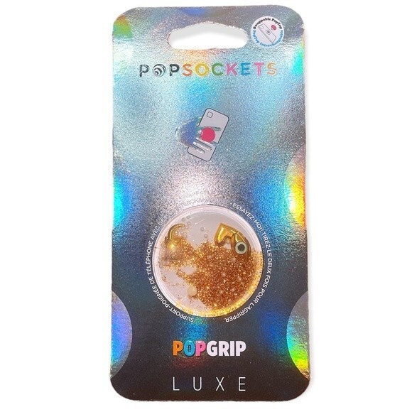 Popsocket Gold Tidepool Falling Liquid Glitter and Charms LUXE Popgrip - Picture 1 of 1